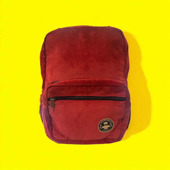 The Panda Red Corduroy Mini-Royal BeeKeeper Backpack