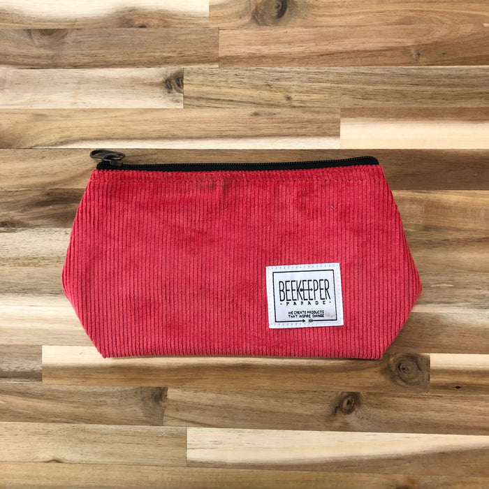 The Panda Pink 🌸 Corduroy Small Toiletry + Makeup Bag