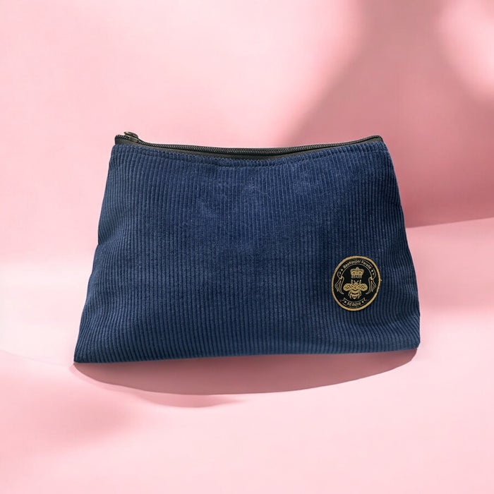 THE PANDA BLUE CORDUROY Large Toiletry + Makeup Bag