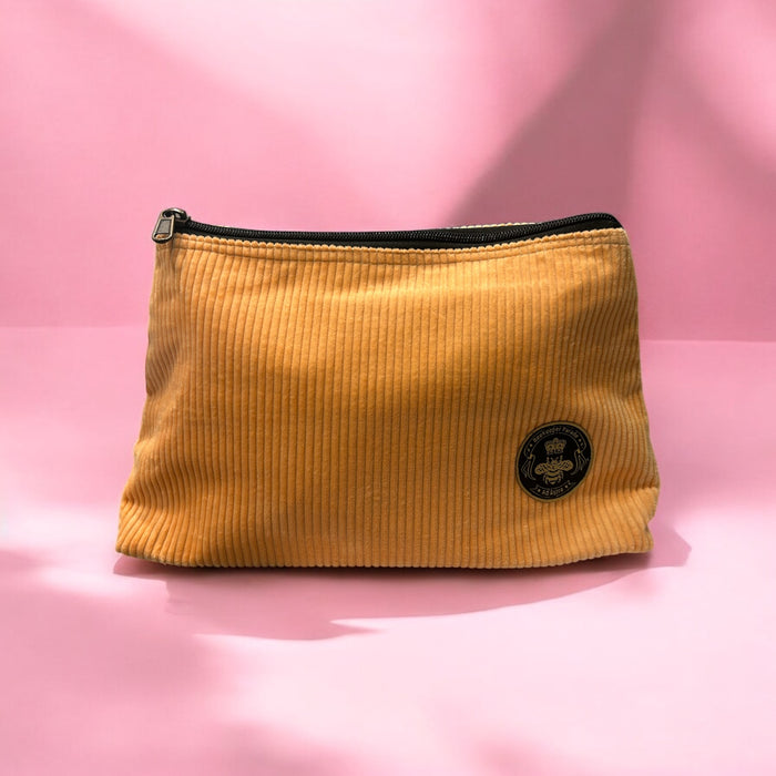 THE PANDA Fluoro Orange 🍊 CORDUROY Large Toiletry + Makeup Bag