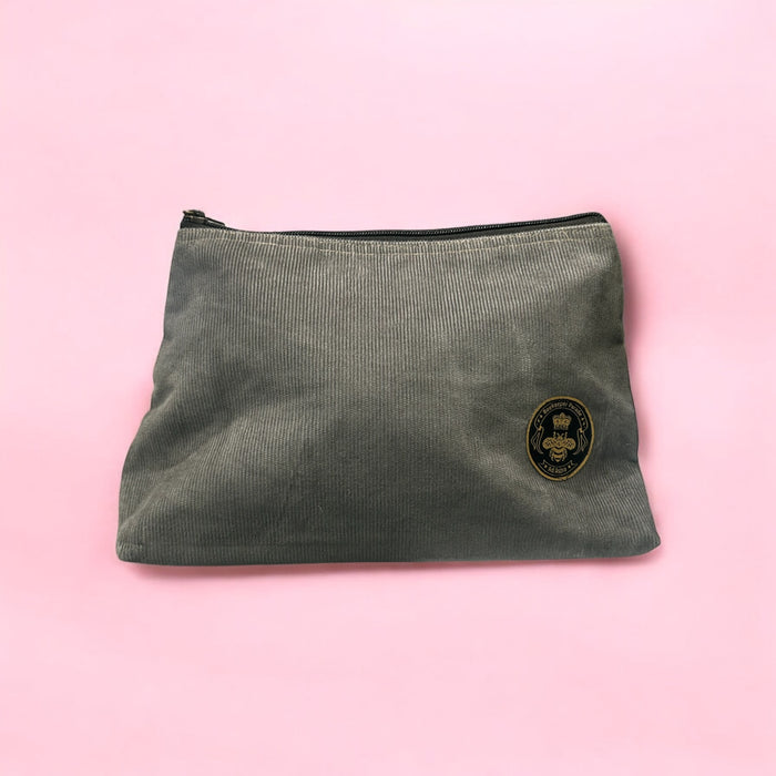 THE PANDA GREY CORDUROY Large Toiletry + Makeup Bag