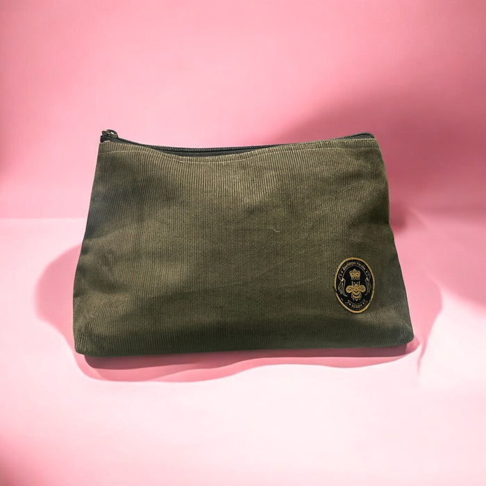 THE PANDA KHAKI CORDUROY Large Toiletry + Makeup Bag