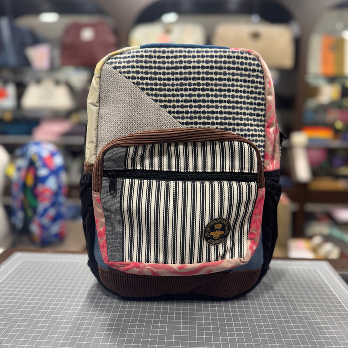 The Navy Patchwork 🪡 Mini-Royal BeeKeeper Backpack (Da Vinci Collection)