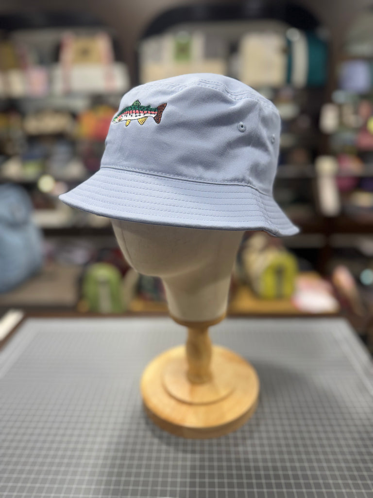 The Trout 🐟 Embroidered 100% Cotton Bucket Hat 🧢 (Powder Blue)