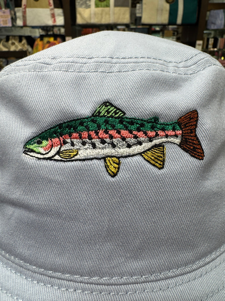 The Trout 🐟 Embroidered 100% Cotton Bucket Hat 🧢 (Powder Blue)