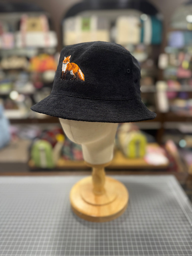 The Fox 🦊 Embroidered Terry Bucket Hat 🧢 (Black)