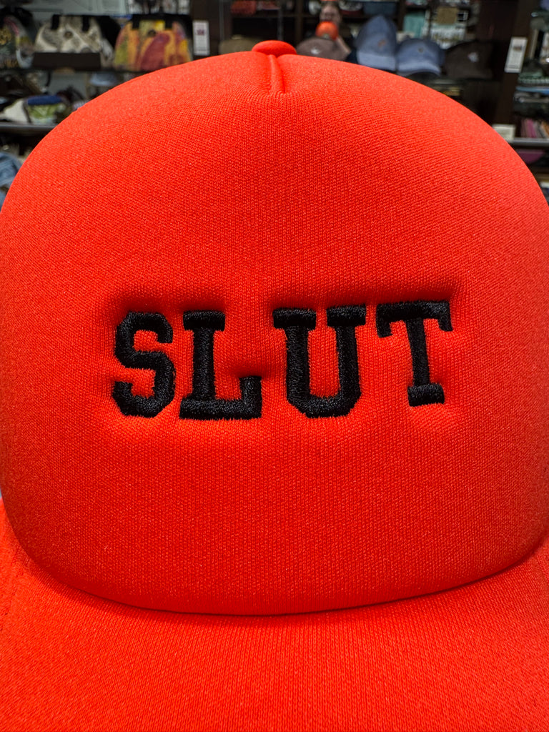SLUT 💋 Embroidered Frame Foam Trucker Cap 🧢 (Fire)