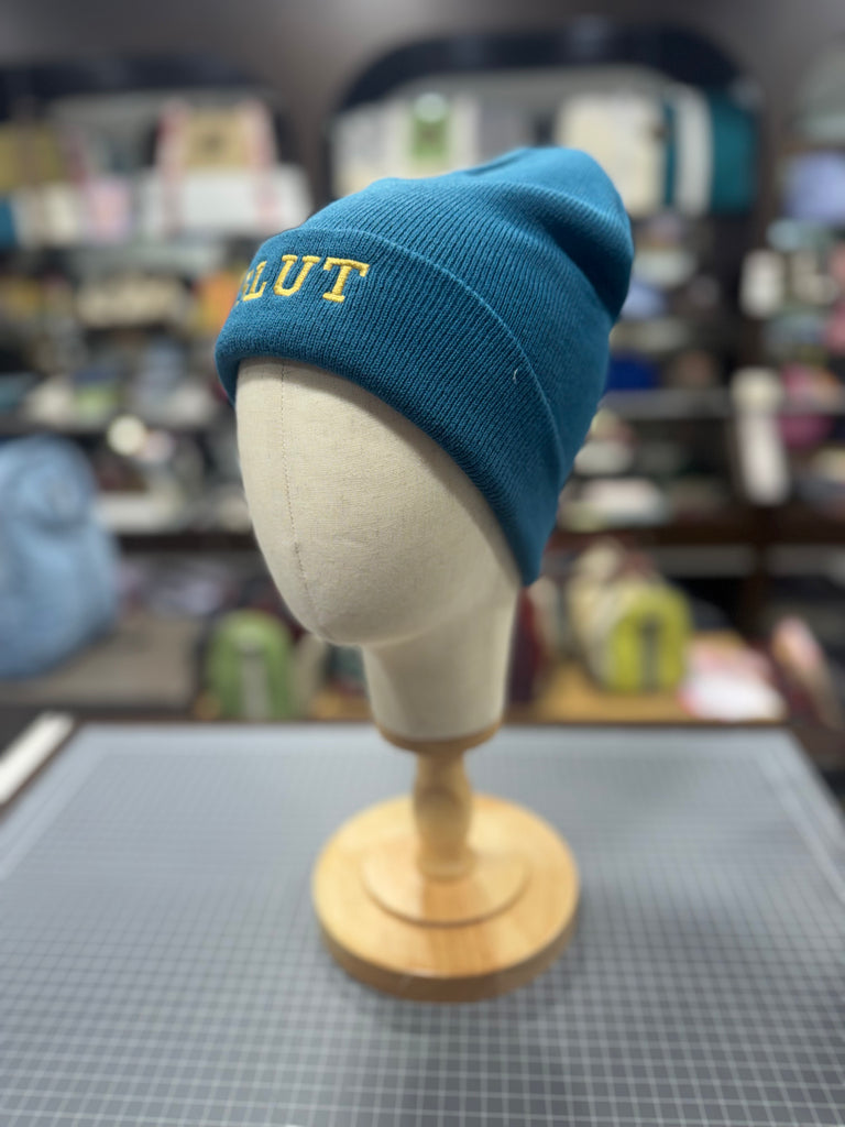 SLUT 💋 Embroidered Beanie 🧢 (Teal Blue)