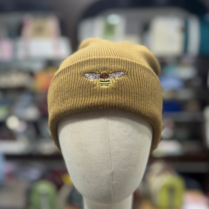 The Bee 🐝 Embroidered Beanie 🧢 (Camel)
