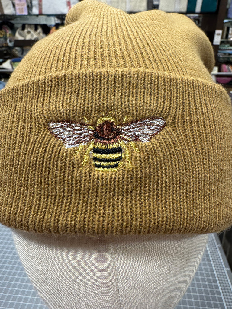The Bee 🐝 Embroidered Beanie 🧢 (Camel)