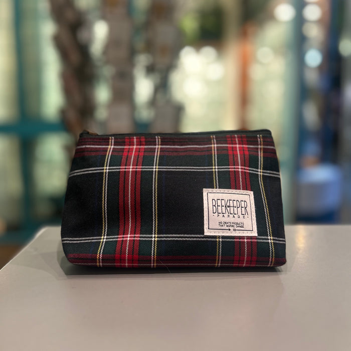 The Green Tartan Small Toiletry + Makeup Bag