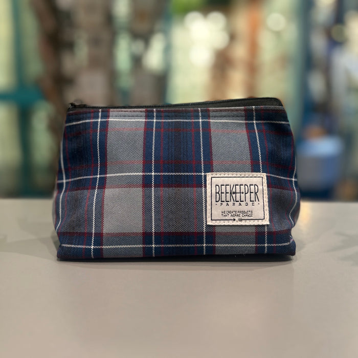 The Blue Tartan Small Toiletry + Makeup Bag