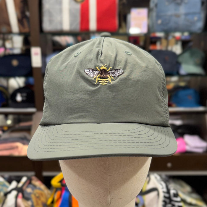 The Bee 🐝 Embroidered 100% Recycled ♻️ Nylon Cap 🧢 (Eucalyptus Green)