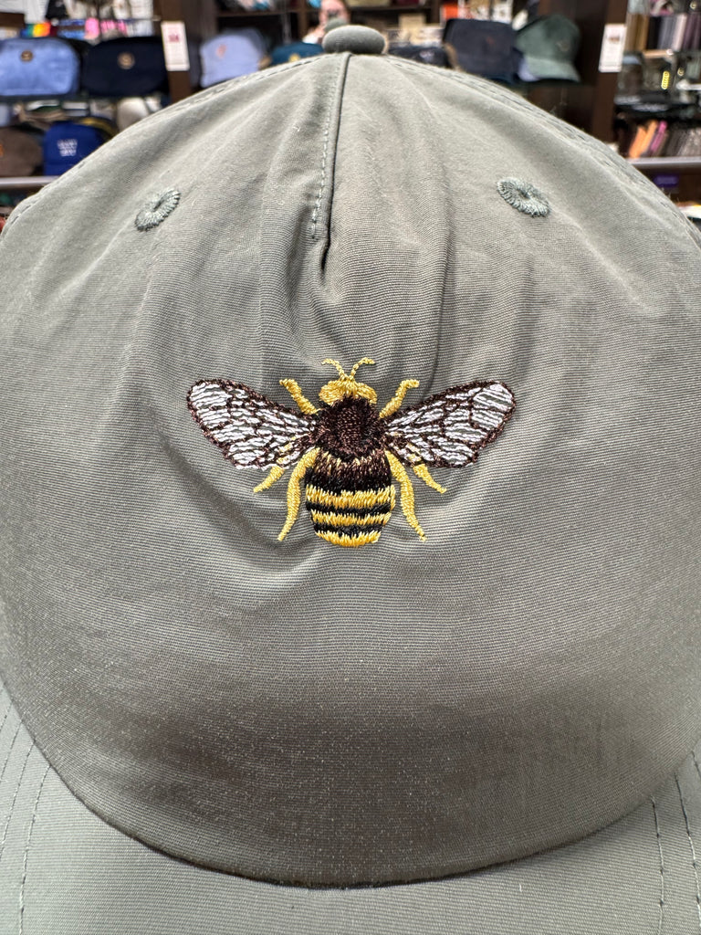 The Bee 🐝 Embroidered 100% Recycled ♻️ Nylon Cap 🧢 (Eucalyptus Green)