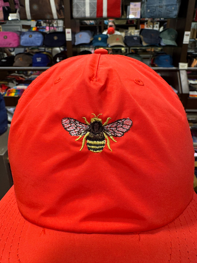 The Bee 🐝 Embroidered 100% Recycled ♻️ Nylon Cap 🧢 (Fire Red)