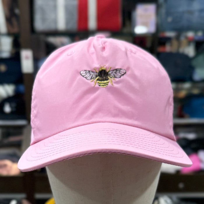 The Bee 🐝 Embroidered 100% Recycled ♻️ Nylon Cap 🧢 (Bubblegum Pink)