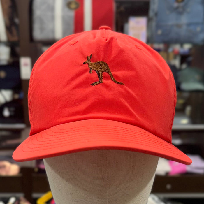The Kangaroo 🦘 Embroidered 100% Recycled ♻️ Nylon Cap 🧢 (Fire Red)