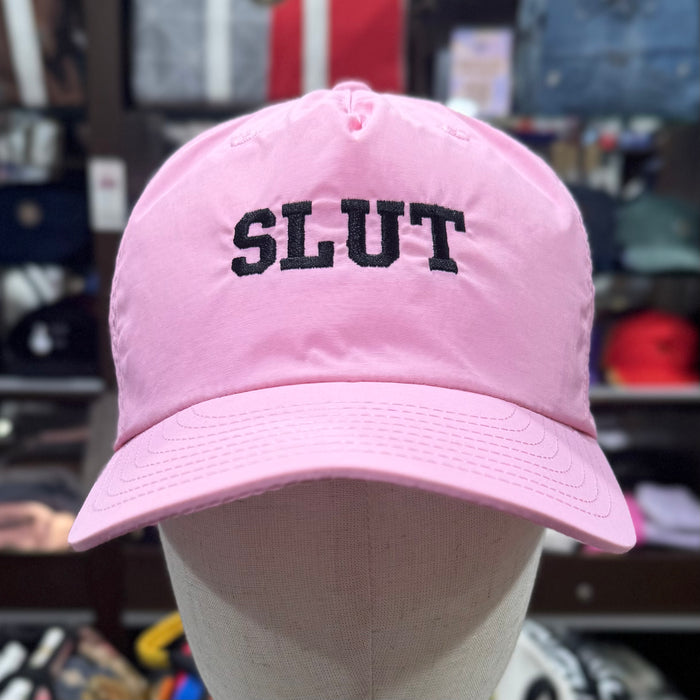 The SLUT 💋 Embroidered 100% Recycled ♻️ Nylon Cap 🧢 (Bubblegum Pink)