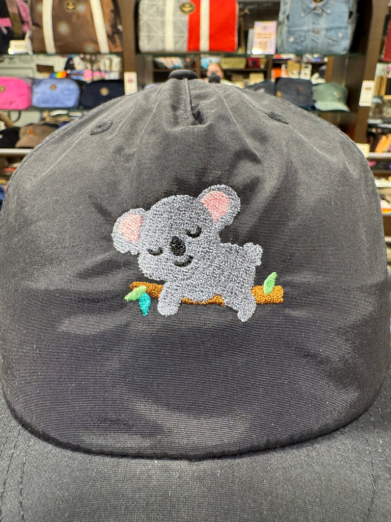 The Koala 🐨 Embroidered 100% Recycled ♻️ Nylon Cap 🧢 (Black)