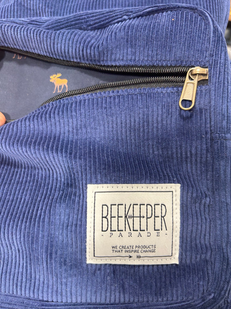 The Panda Blue Corduroy 🐼 Royal BeeKeeper Backpack (Masterpiece Range)