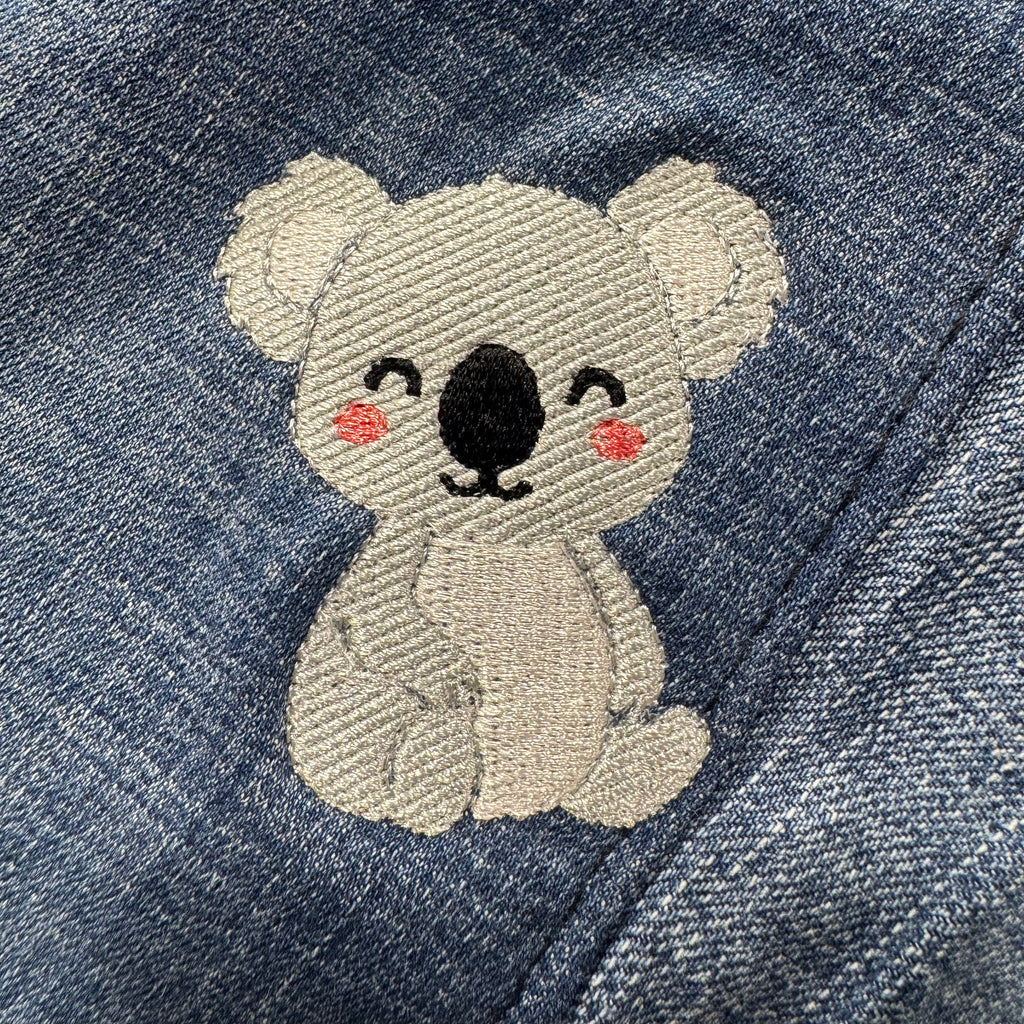 The Koala 🐨 on Denim Large Toiletry + Makeup Bag