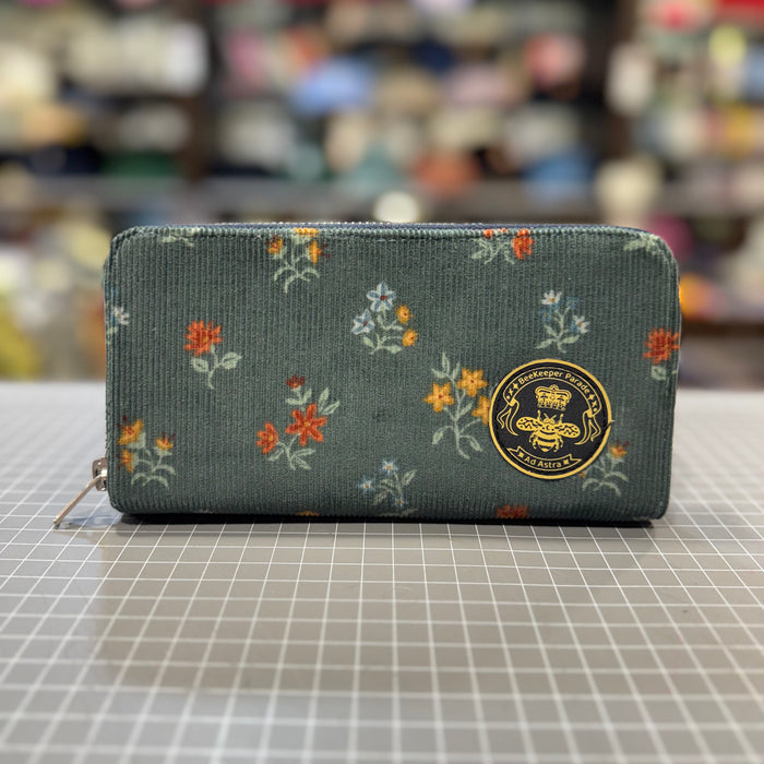 The Green Floral Corduroy 🥀 BeeKeeper Zip Purse