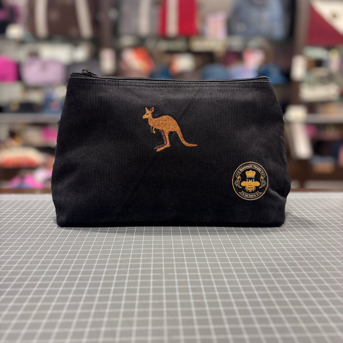 The Kangaroo 🦘 Black Corduroy Large Toiletry + Makeup Bag