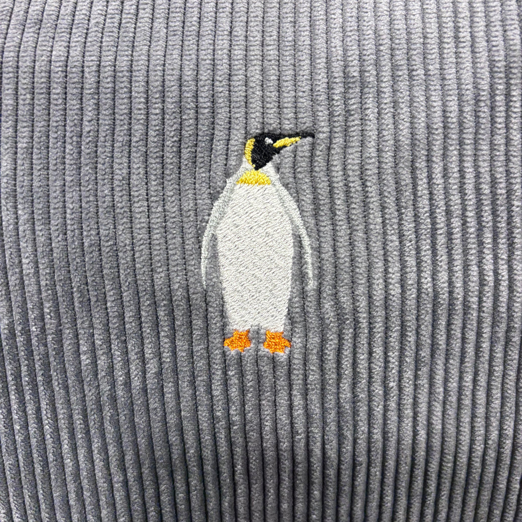 The Penguin 🐧 Gray Corduroy Large Toiletry + Makeup Bag