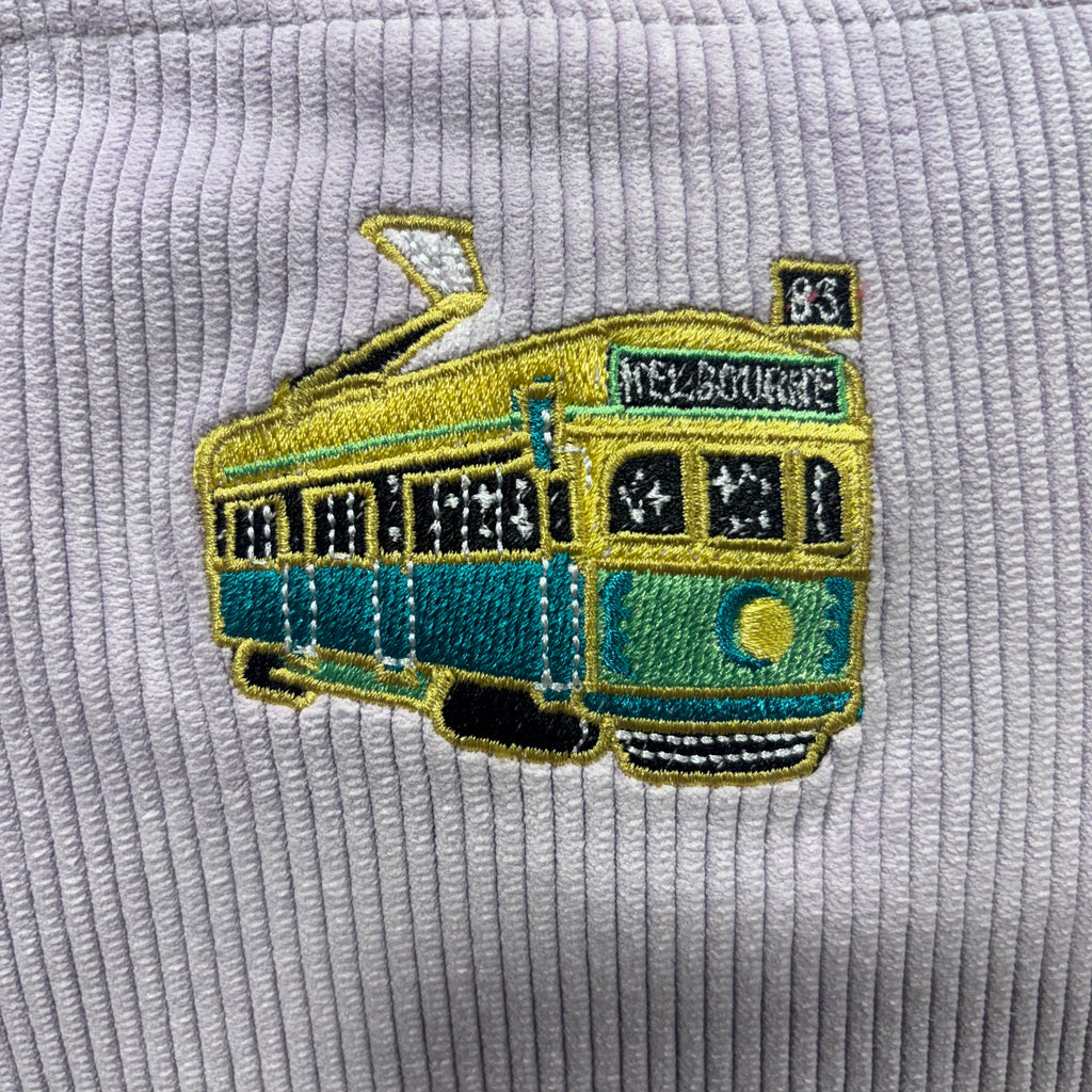 The Tram 🚃 on Lavender Corduroy Large Toiletry + Makeup Bag