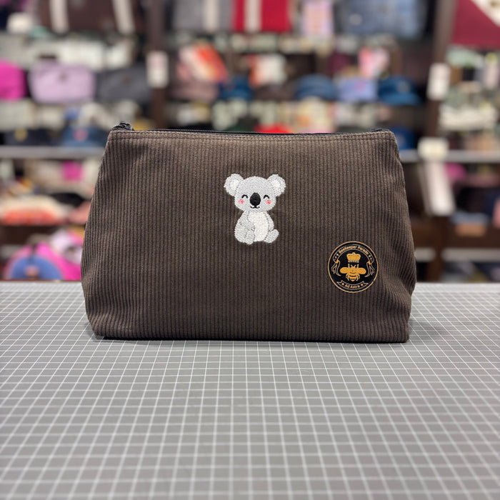 The Koala 🐨 Brown Corduroy Large Toiletry + Makeup Bag