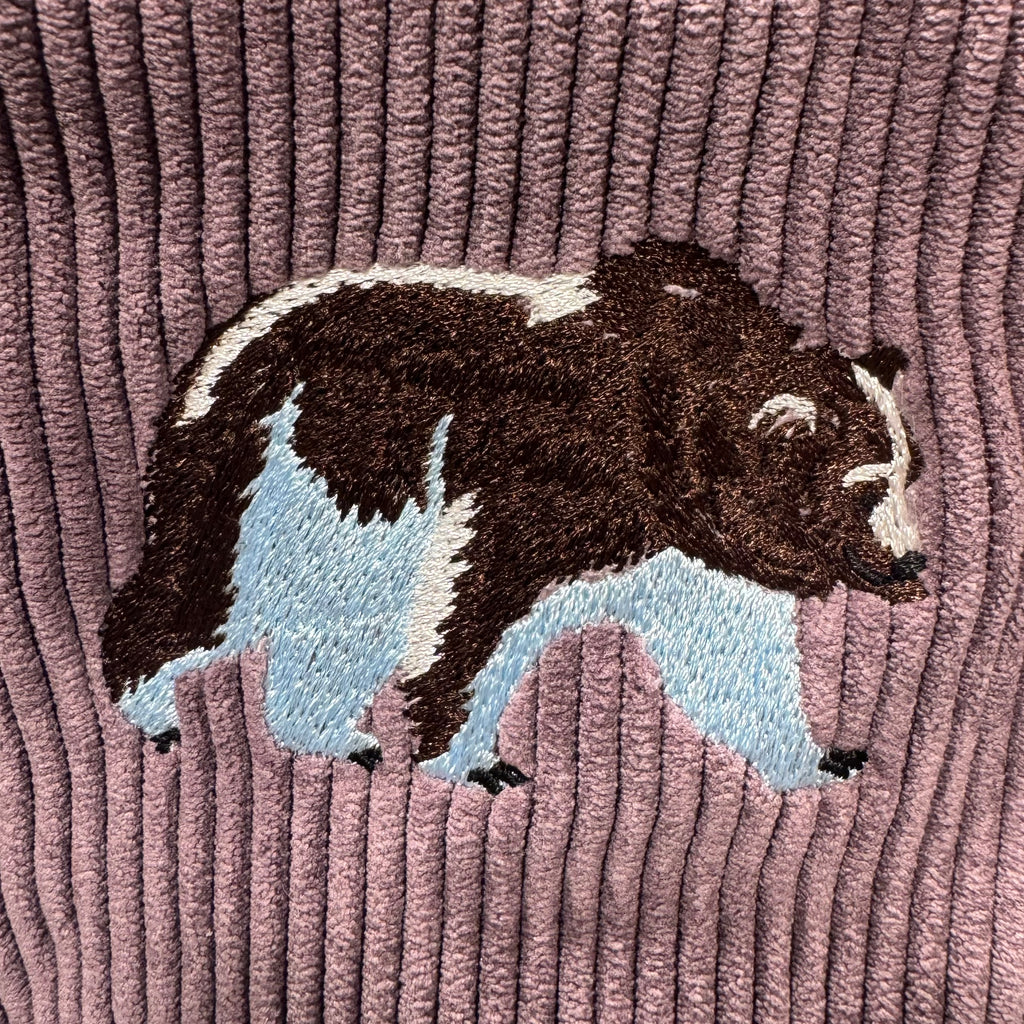 The Bear 🐻 on Lavender Corduroy Embroidered Phone + Passport Sleeve