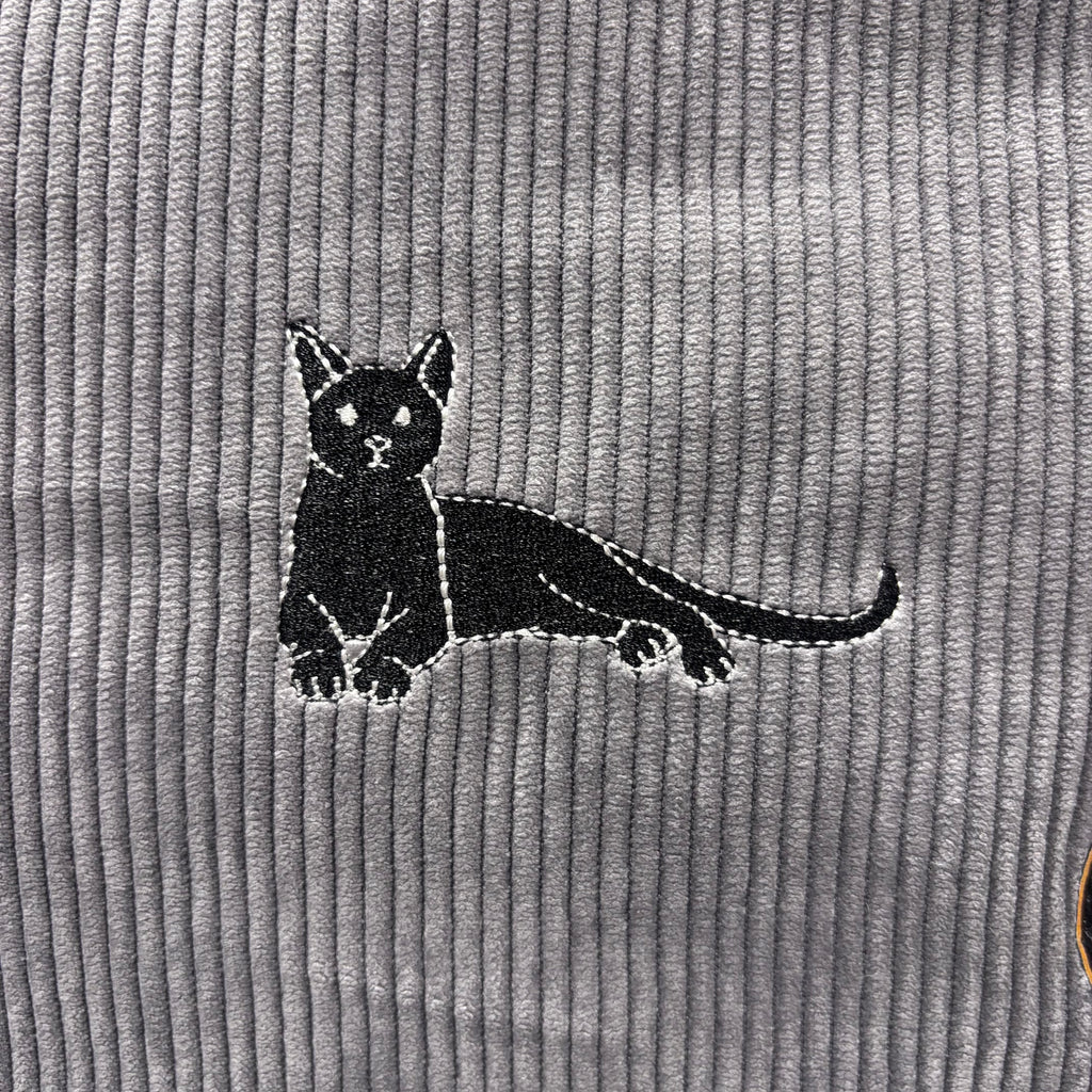 The Black Cat 🐈‍⬛ Gray Corduroy Large Toiletry + Makeup Bag