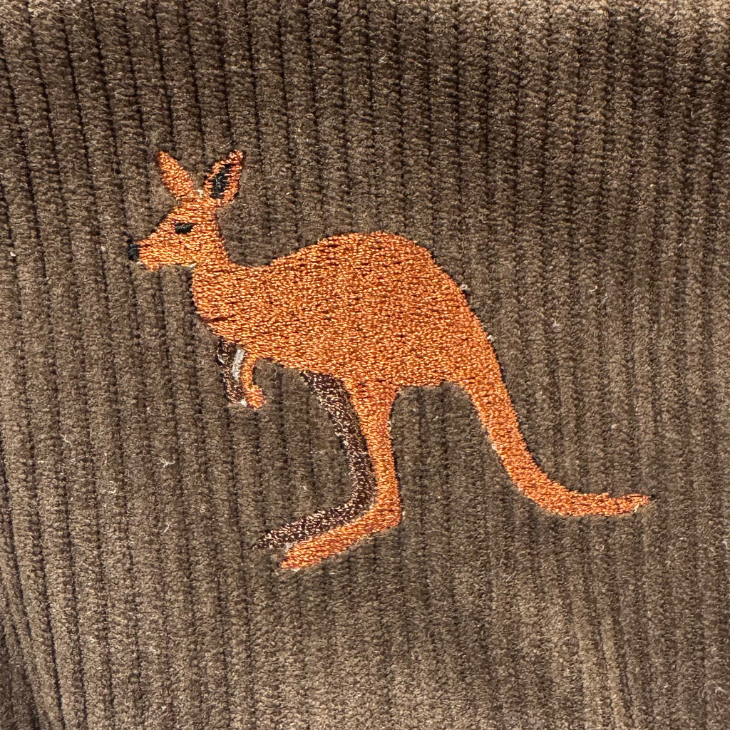 The Kangaroo 🦘 on Chocolate Corduroy Embroidered Phone + Passport Sleeve