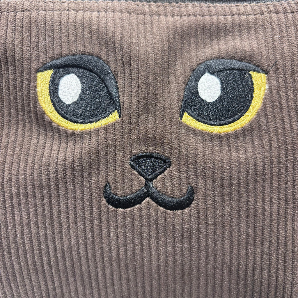 The Cats Meow 🙀 Brown Corduroy Large Toiletry + Makeup Bag