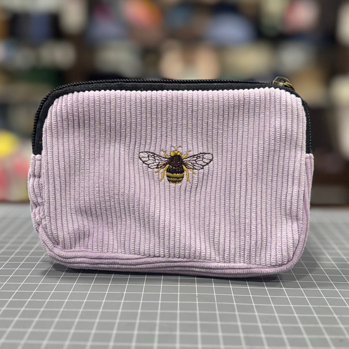 The Bee 🐝 on Lilac Corduroy Embroidered Phone + Passport Sleeve