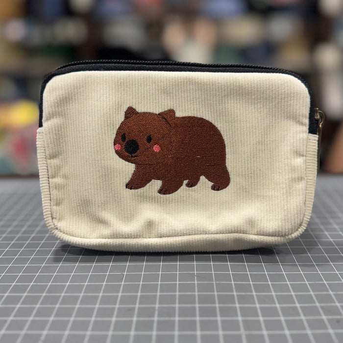 The Wombat 🇦🇺 on Lilac Corduroy Embroidered Phone + Passport Sleeve