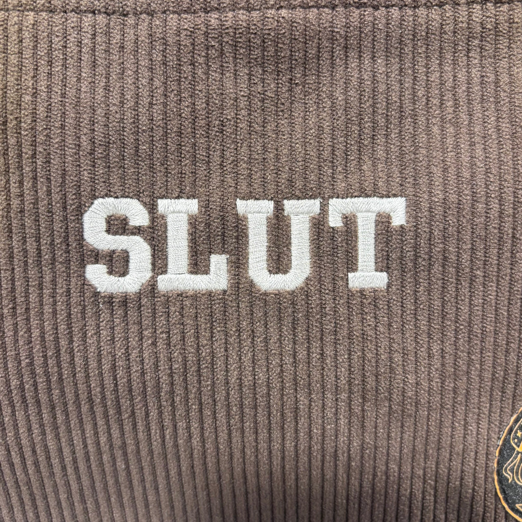 The Slut 💋 Chocolate Corduroy Large Toiletry + Makeup Bag