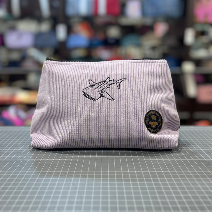 The Shark 🦈 Lavender Corduroy Large Toiletry + Makeup Bag