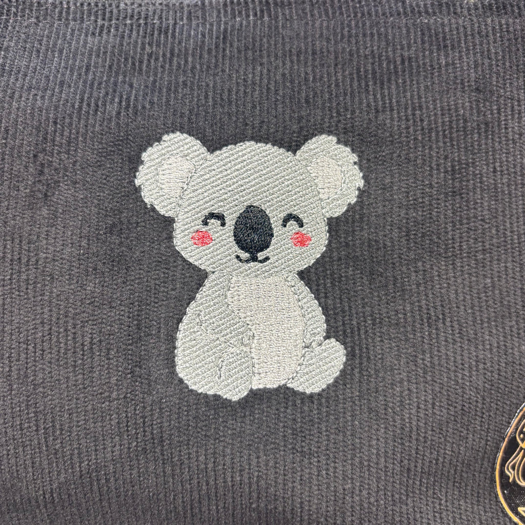 The Koala 🐨 Black Corduroy Large Toiletry + Makeup Bag