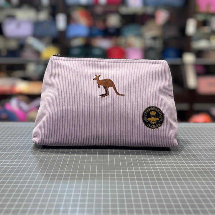 The Kangaroo 🦘 Lavender Corduroy Large Toiletry + Makeup Bag