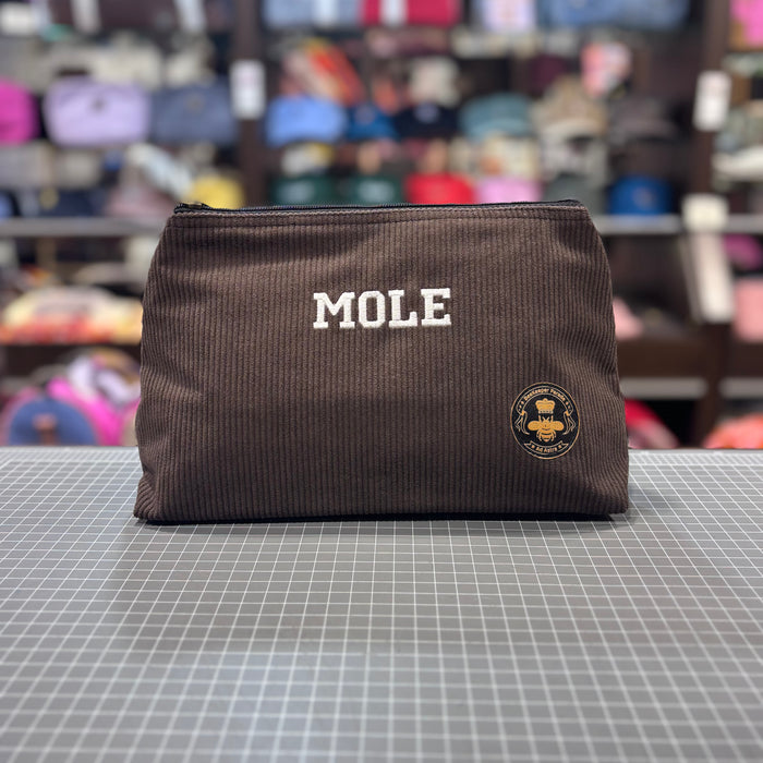 The Mole 🦦 Brown Corduroy Large Toiletry + Makeup Bag