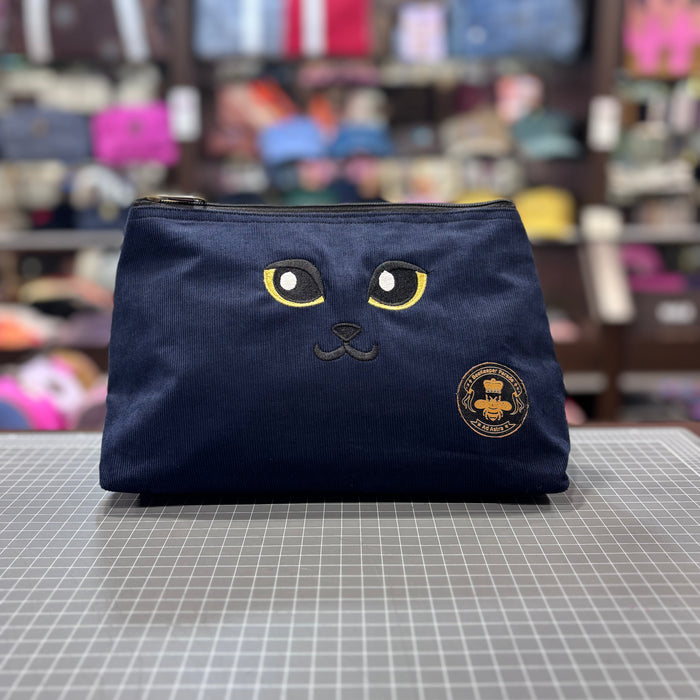 The Cat's Meow 🙀 Navy Corduroy Large Toiletry + Makeup Bag