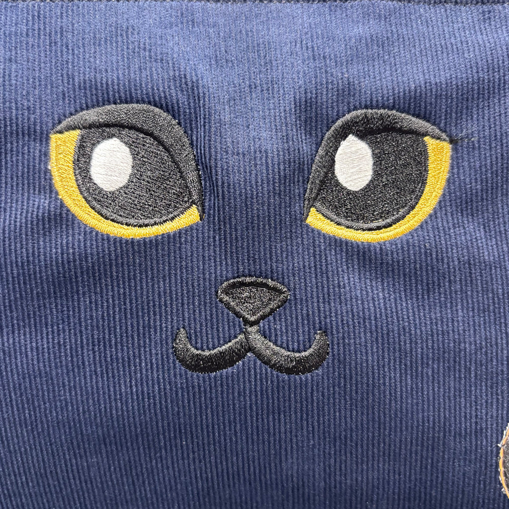 The Cat's Meow 🙀 Navy Corduroy Large Toiletry + Makeup Bag