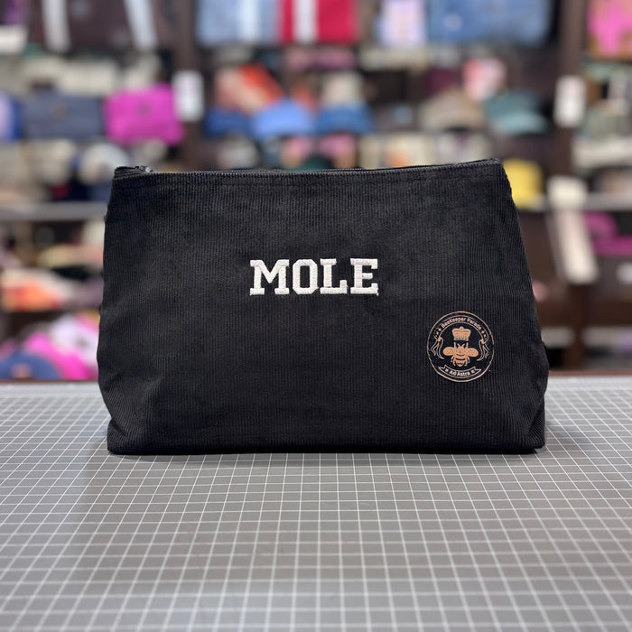 The Mole 🦦 Black Corduroy Large Toiletry + Makeup Bag