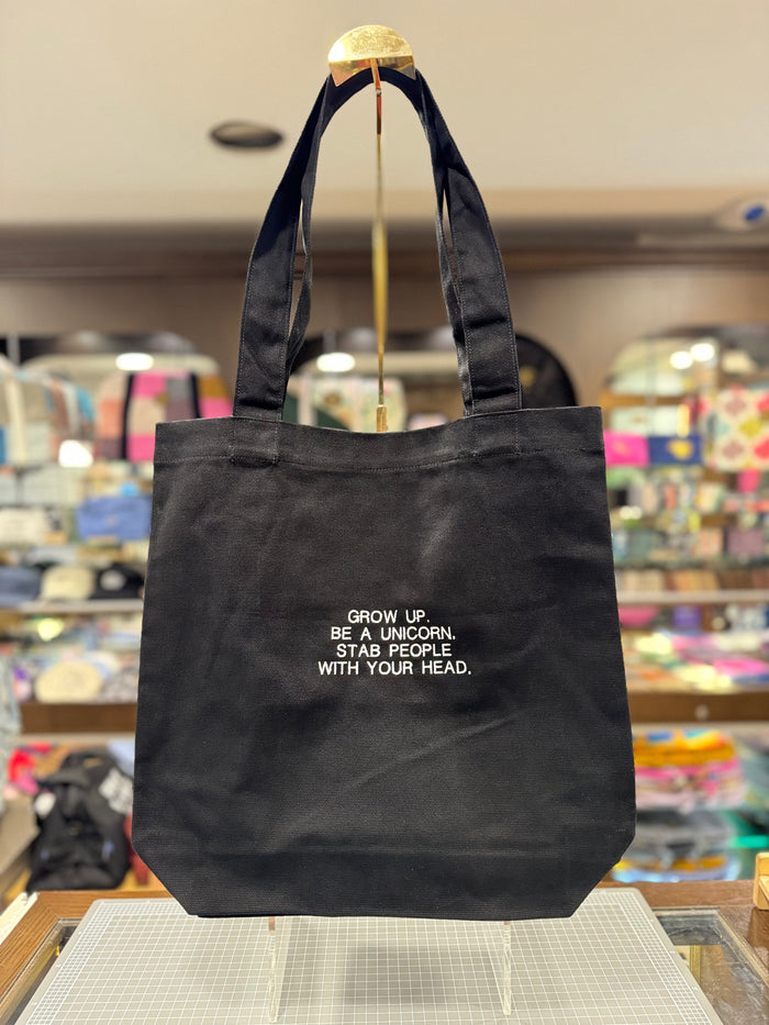 Grow Up, Be A Unicorn 🦄🪡 Embroidered Tote Bag