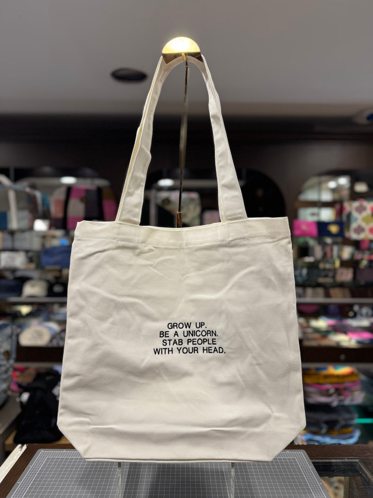 Grow Up, Be A Unicorn 🦄🪡 Embroidered Tote Bag