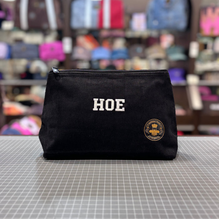 The Hoe 💋 Black Corduroy Large Toiletry + Makeup Bag