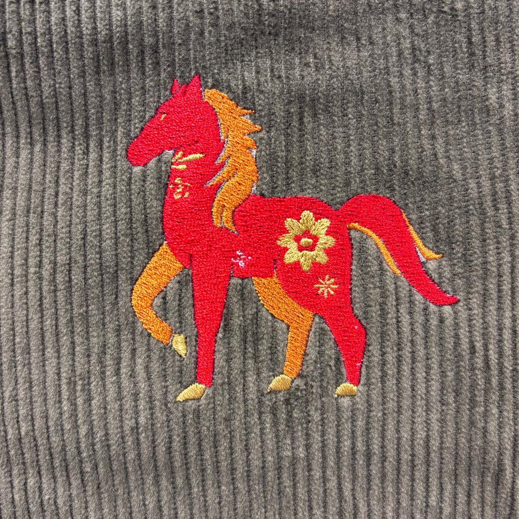 The Horse Zodiac 🐴 Olive Corduroy Large Toiletry + Makeup Bag