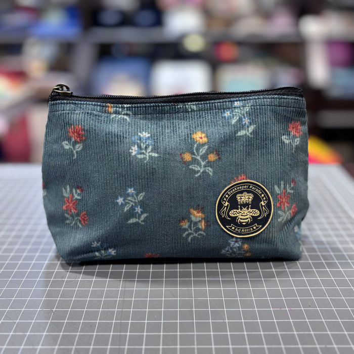 The Green Floral Corduroy 🥀 Small Toiletry + Makeup Bag