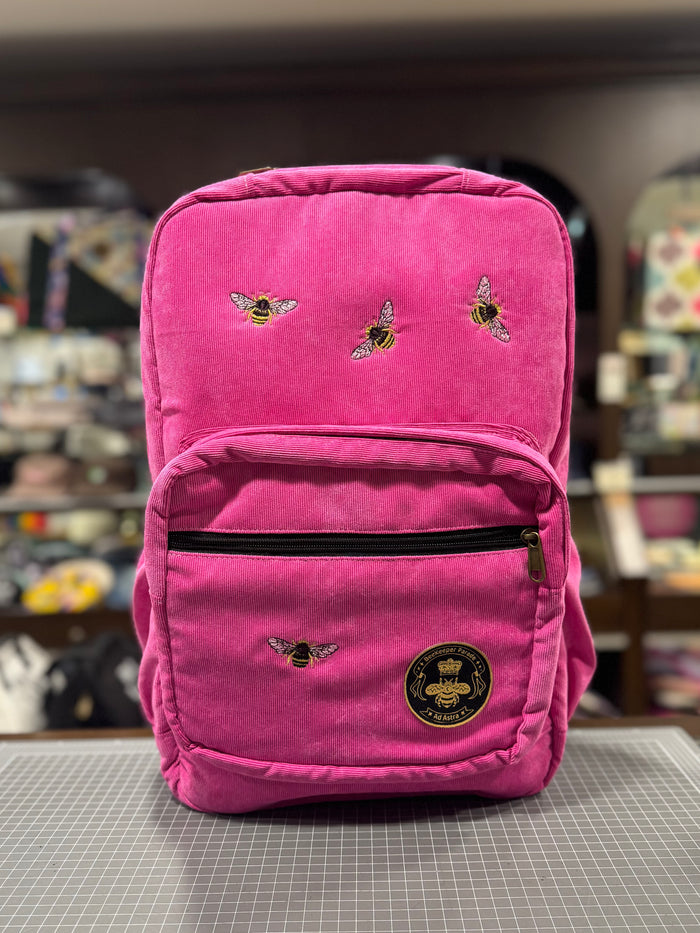The Lucky Bees 🐝 on Hot Pink Corduroy Royal BeeKeeper Backpack